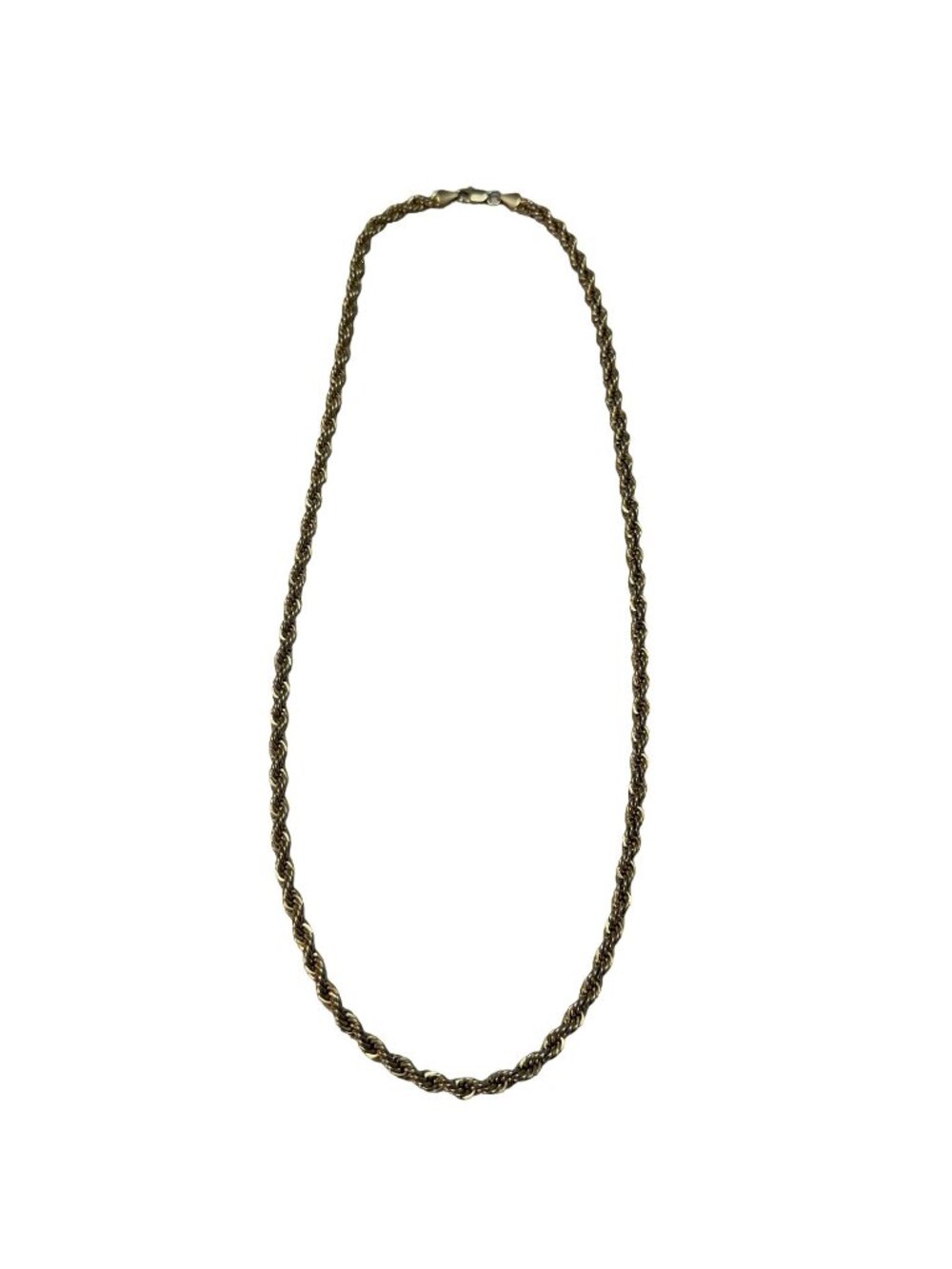 Vintage Gold Tone Twisted Rope Chain Necklace 23 Inch 1980s Statement Jewelry